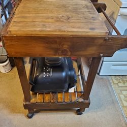 Butcher Block Cutting Board Cart