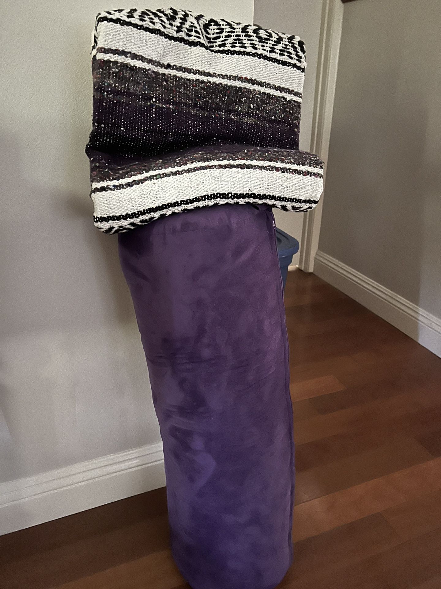 Purple Yoga Bolster and Matching Mexican Cotton Blanket