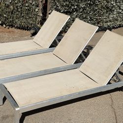 3 Outdoor Chaise Loungers – Aluminum Patio Pool Chairs – DIY Sling Replacements