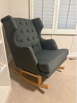 Large Grey Upholstered Rocking Chair