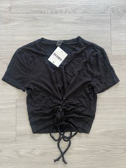 Black Tie Front Crop Top