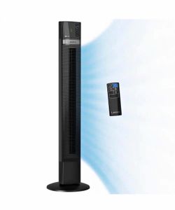 48 in. Xtra Air 4-Speed Tower Fan in Black with Carry Handle, Oscillating, Remote Control, Nighttime Setting, Timer