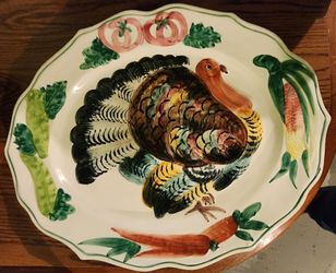 Turkey Serving Platter Made And Painted In Italy 20 Inches