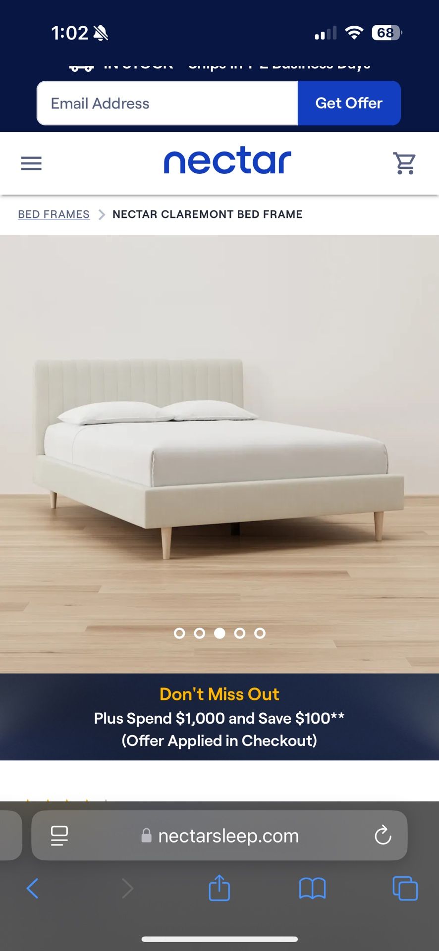 Nectar Claremont Queen Bed Frame- Linen Color