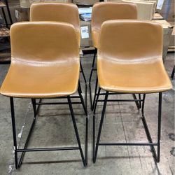 New assembled set of 4 Bar Stools 24”ALX Faux Leather Barstools, Modern Counter Height Stools with B