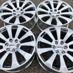 22” POLISHED GMC SIERRA YUKON DENALI CHEVY SILVERADO SUBURBAN WHEELS RIMS SET NEW 