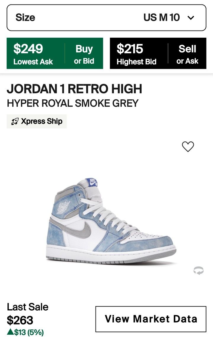Jordan 1 Retro Hyper Royal Smoke Grey