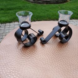 Metal And Glass Votive Holder Pr
