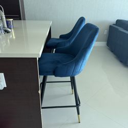 Navy Blue Bar Stools Like New 