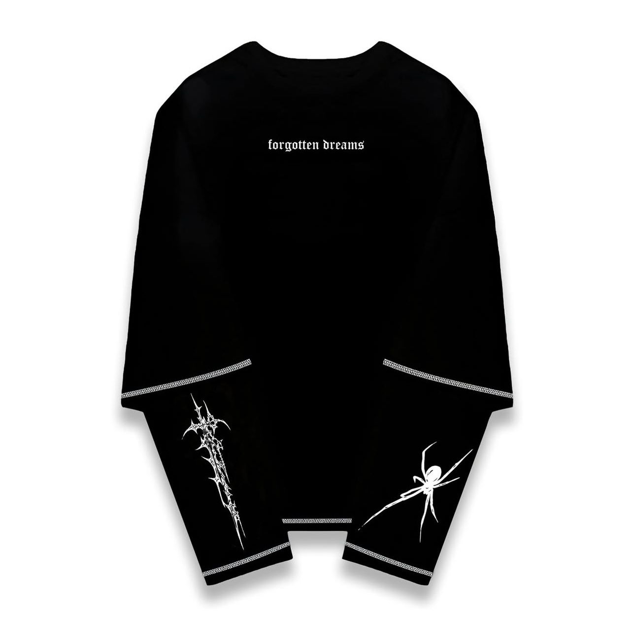 Black Gothic Long Sleeve T-Shirt with Double Sleeve