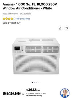 Amana Amana - 1,000 Sq. Ft. 18,000 230V Window Air Conditioner - White