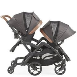 Contours Curve Double Stroller (2022, Jet Black)
