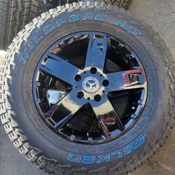 OEM 18" MERCEDES BENZ GWAGON Glossy Black Wheels With New FALKEN Allterrain Wild Peak AT3 