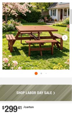 46 in. Outdoor Solid Wood Picnic Table Set for 8, Umbrella Hole, Waterproof, for Backyard Garden Camping