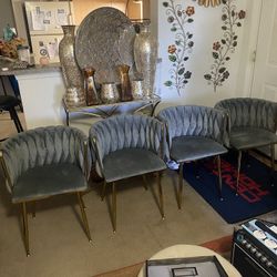 Velvet Dining Chairs Set of 4(Gray)