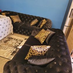 Black Velvet Sofa And Loveseat