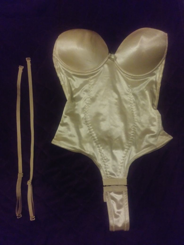 Cream Backless Corset Thong Body Shaper - Straps or Strapless - Small /Medium