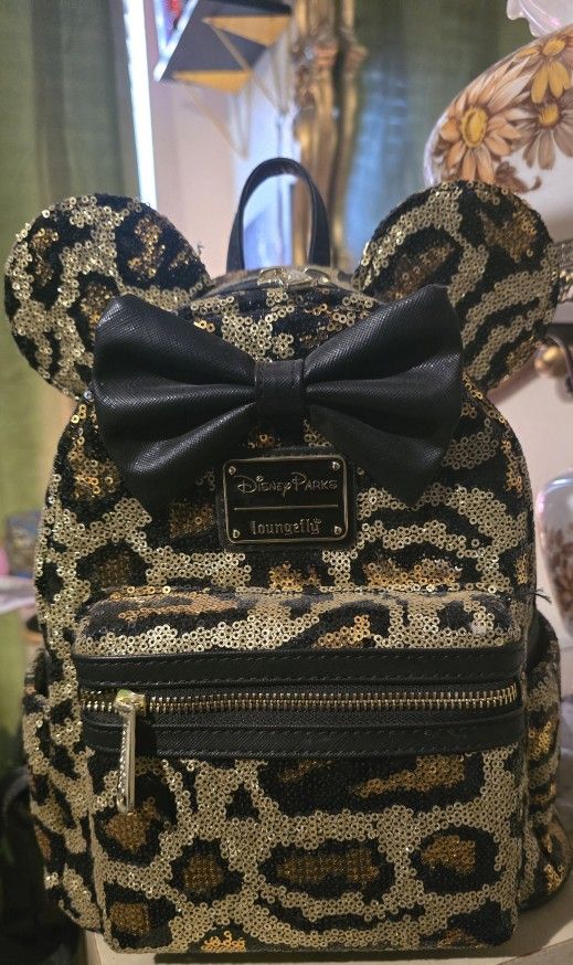 Disneyland Park Leopard Sequined Loungefly Bag