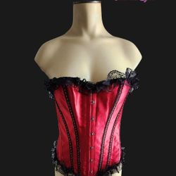 Lace Corset Tops / Waist Trainer / Lingerie Corset / Bustier Top Red M