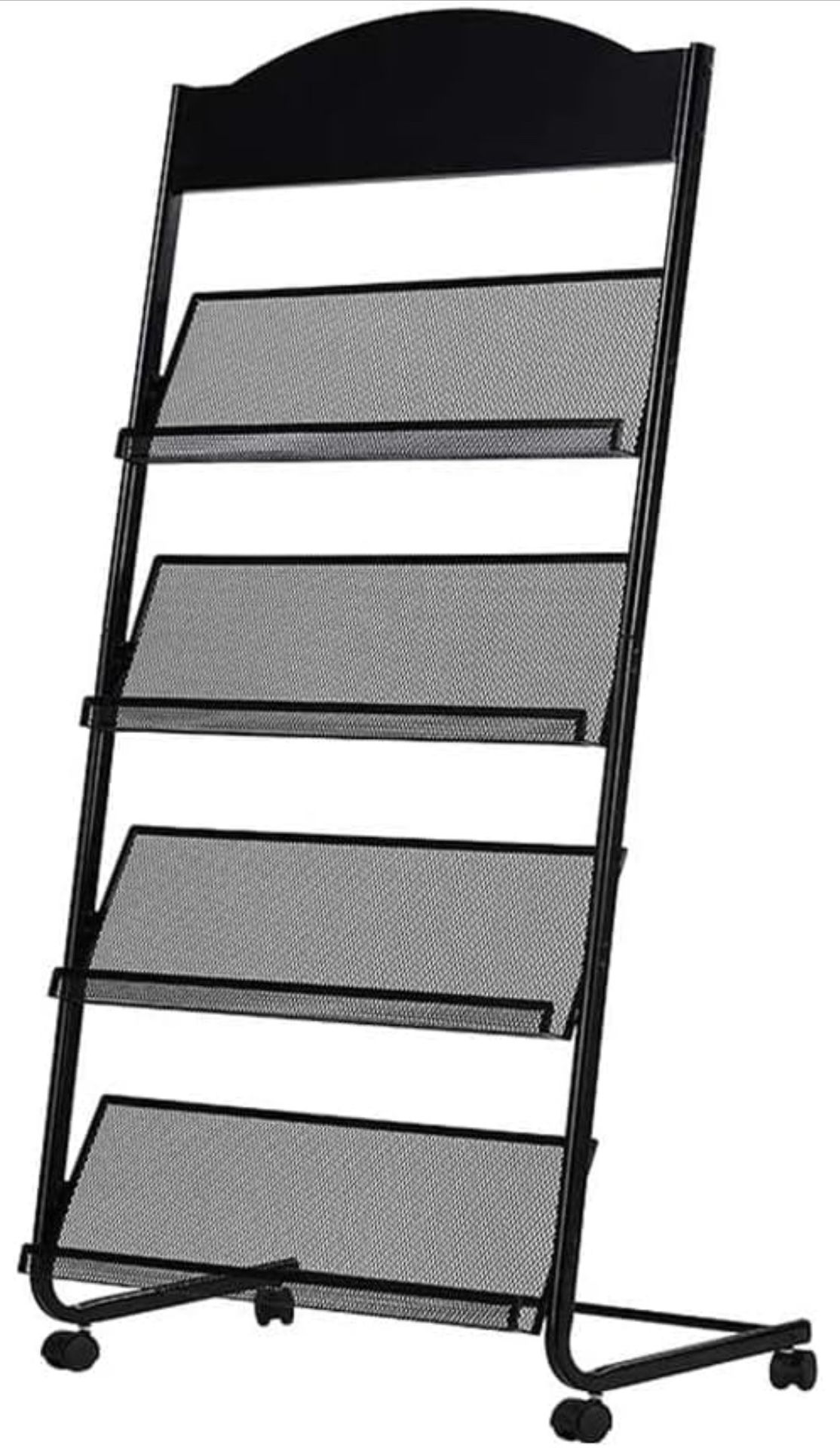 4.5 Ft Tall Metal Retail Display Floor Rack w/ Shelves & Wheels