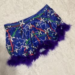 New 2xl blue short stretchy feather mini skirt festival rave outfit space