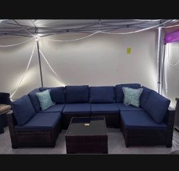 New 7 Pieces Wicker Outdoor Patio Furniture set Sectional Sofa Set ottoman table