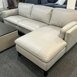 Furniture- 2 Pc 100% Real Leather Sectional- Virton 