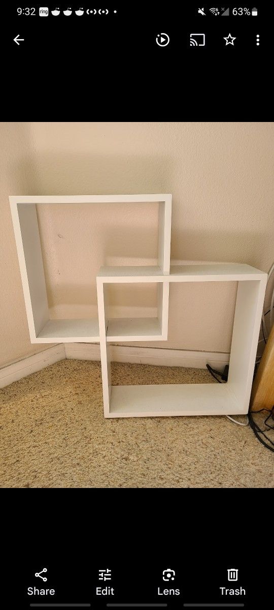 Very Cool White Small Bookshelf - Can Hang On Wall. Set Of 2