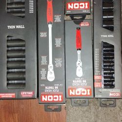 Deep Impact Socket Set At Shallow Impact Socket Set 3/8 Drive And One 14 In Flex Head Ratchet And Two 1/4 In Ratchets Flicks Lock Ratchet And When Peo