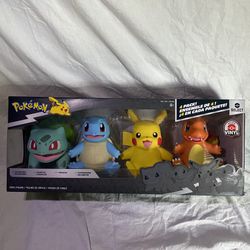 Pokemon 4-Pack Vinyl 8" Figure Bulbasaur, Charmander, Squirtle, Pikachu NEW