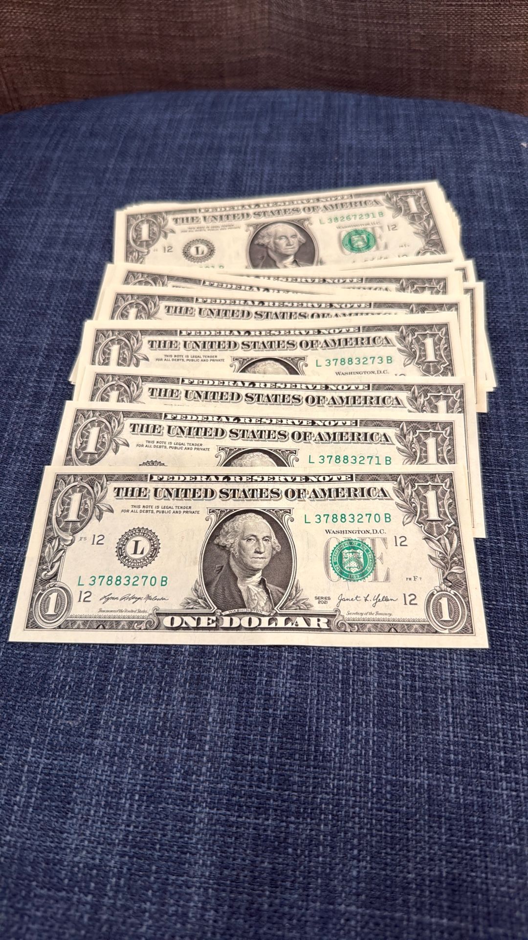 $69 Of Sequential $1 Bills