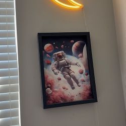 Neon Moon & Astronaut Wall Art