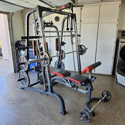 Home gym workout smith machine weight bench