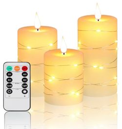 Flameless Candles With Remote, Battery Operated Candles LED Candles with string lights Flickering Ca