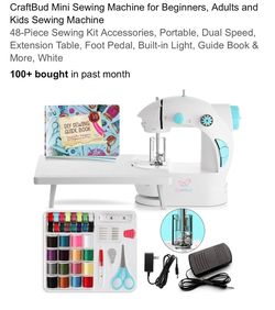 CraftBud Mini Sewing Machine with 48-Piece Kit