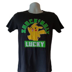 Pokémon Pikachu boy's black flip decal short-sleeve t-shirt size XL 