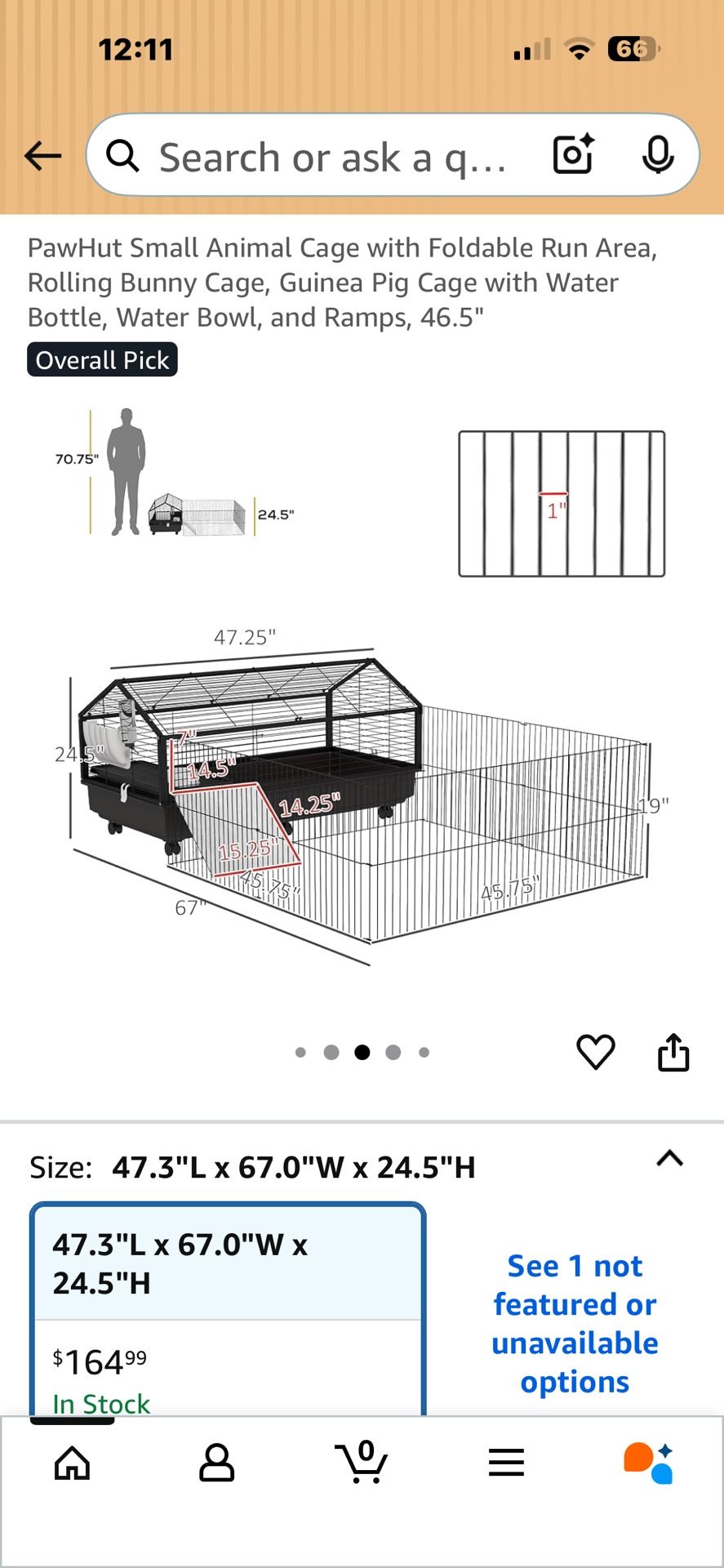 Animal Cage With Foldable Run Area