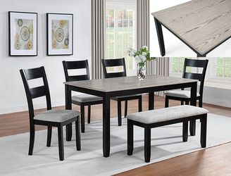 Quick order online special 2231SET-LG LESTER 6-PK DINING W/BENCH L.GREY