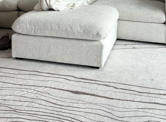 Nina Takesh “Seine” 10x14 Designer Rug, Camel & Ivory, Needs Cleaning