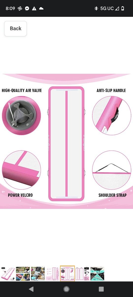 $150 OWRAMI 10FT LONG INFLATABLE GYMNASTICS TUMBLING MAT