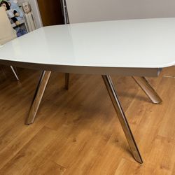 White Glass Extendable Dining Table 