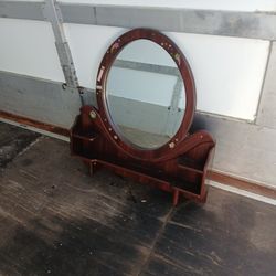 Mirror with frame and shelves can be attached to the desk or table $45