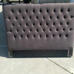 Gray Fabric Queen Size Head Board 