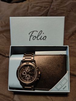 Folio watch and wallet combo