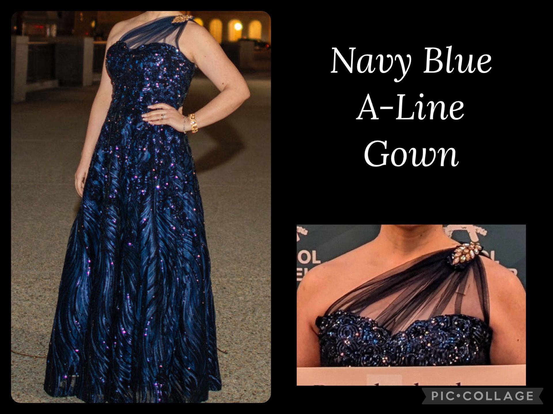 Navy Blue Gown (One Shoulder) Formal Dress
