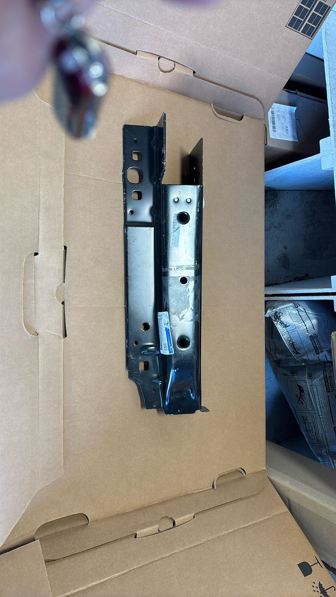  OEM rear corner pillar reinforcement piece for a Ford Super Duty (2017