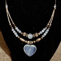 Opalite Heart Pendant Necklace