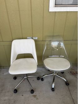 Rolling Desk Chairs – White & Clear Acrylic (Sold Separately)
