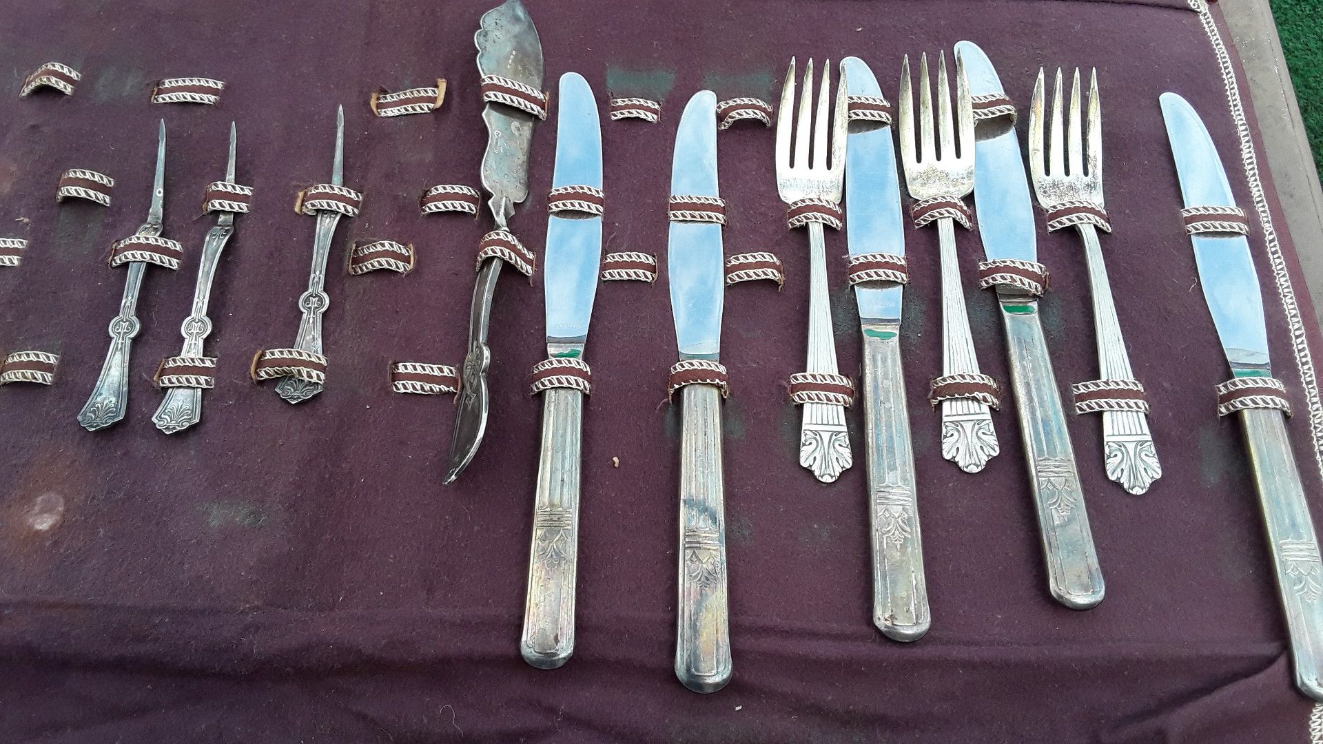 ANTIQUE, Knives, forks, picks, and butter knife