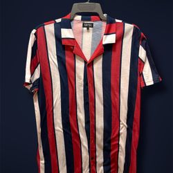 Striped Notch Collar Button Down